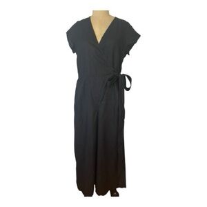 Not Perfect Lithuania Linen Elegant Black Wrap wide leg jumpsuit